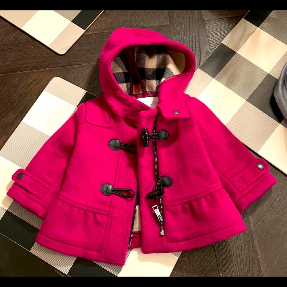 Burberry wool coat baby girl pink